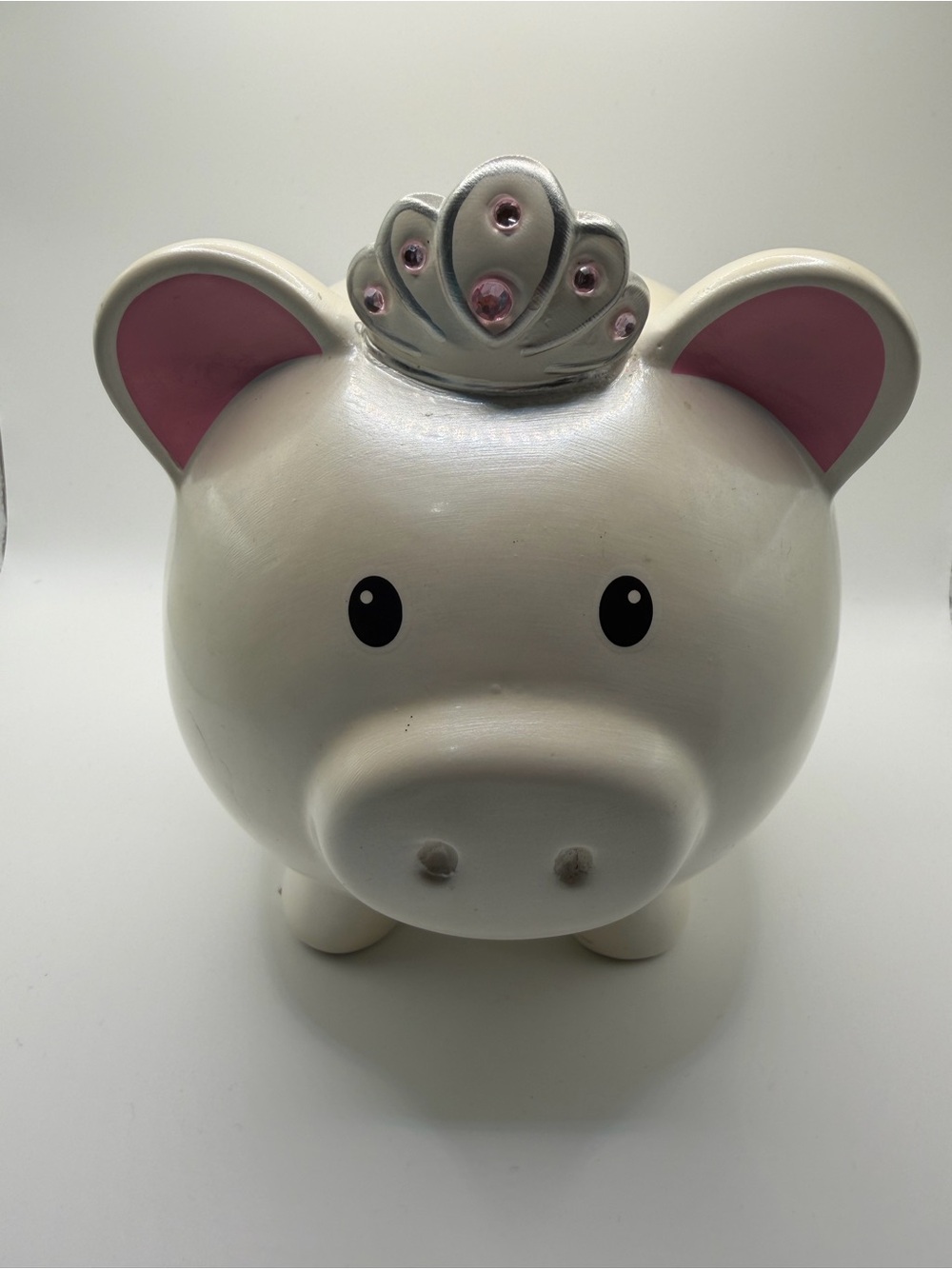 White and Pink Princess Piggy Bank - Ceramic Home Accent